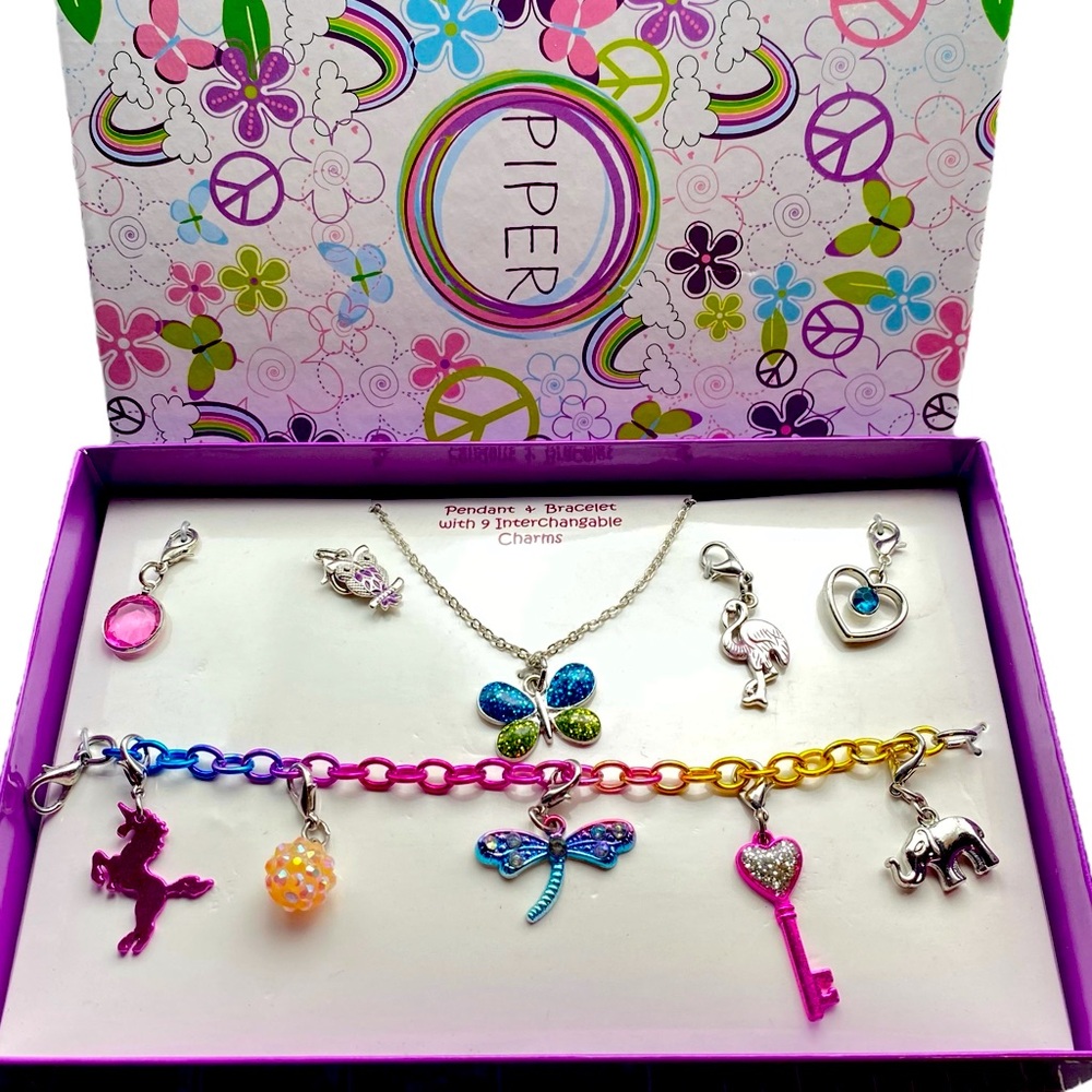 Piper Jewelry Pendant & Bracelet Gift Set with Interchangeable Charms